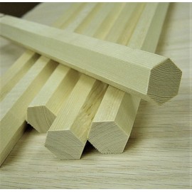 1" Hexagon Dowel Rod - Six-Sided Wooden Poplar Rods 1 Inch Diameter x 12 Inches Long (3)