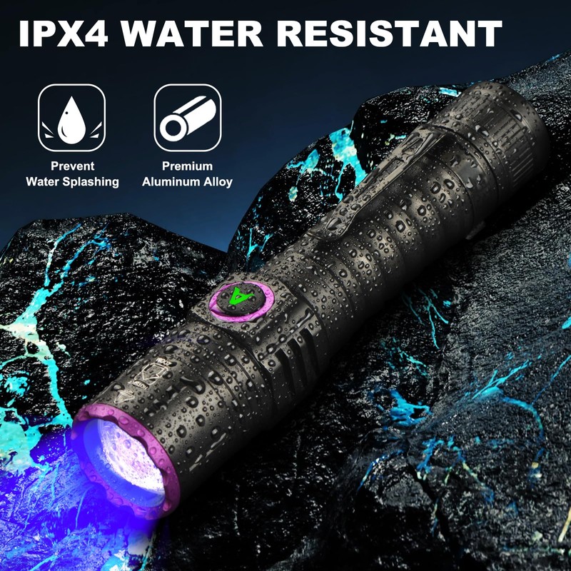 ULTRAFIRE Powerful 365nm UV Flashlight - Rechargeable LED Blacklight, Multi-Functional