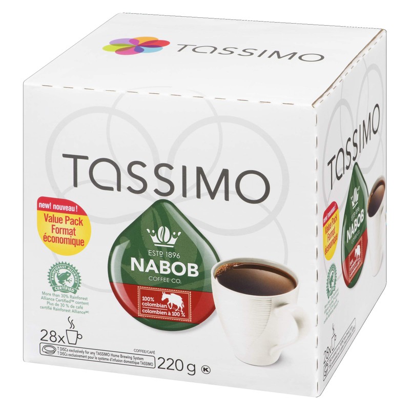 Tassimo Nabob 100% Colombian Coffee Single Serve T-Discs, 220g (28