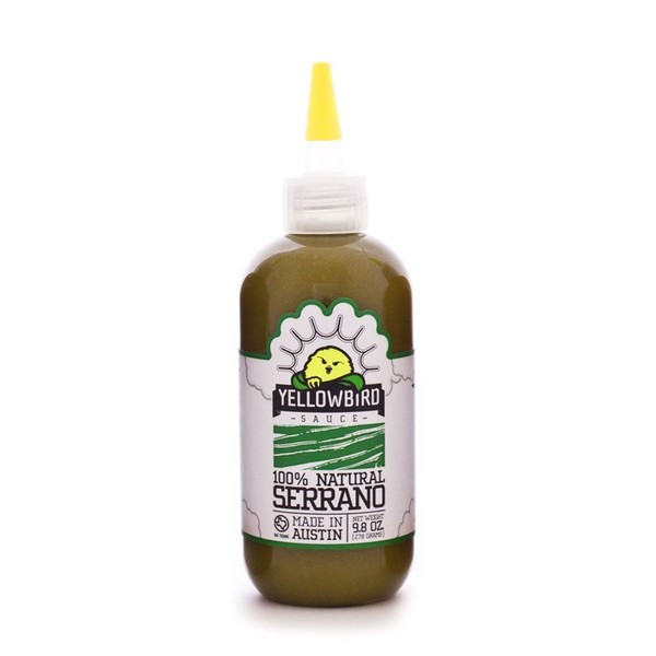 Serrano Hot Sauce by Yellowbird | Plant-Based, Gluten Free, Non-GMO | Homegrown in Austin | 9.8 oz