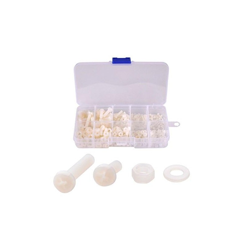 Hotusi M2 M2.5 M3 M4 M5 (Total 270pcs) Nylon Screw/Nut/Washer