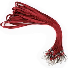 Segus Lanyards for Hanging, Pack of 20 Red Lanyards, Long Key Chains with Carabiner, Key Chain Strap for ID Card Holder, Keys