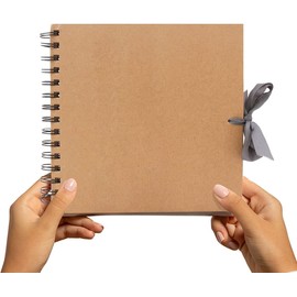 Styloo Small Scrapbook - DIY Scrapbooking Instax Mini Photo Album with 50 Brown Craft Papers - Perfect Photo Book for Wedding, Anniversary, Birthday, Travel, Friends, Baby and Gift (Small, Brown)