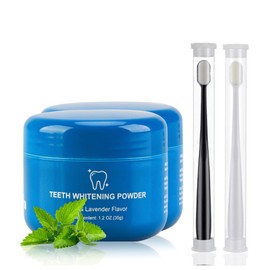 GROTOLY 2pcs Magic Toothpaste Whitening Booster Powder with 2pcs toothbrushes Gums Strengthening Restore Magic Teeth Whitening Powder for Women Men