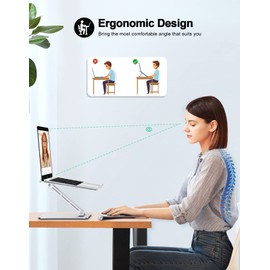 RIWUCT Foldable Laptop Stand, Height Adjustable Ergonomic Computer Stand for Desk, Aluminum Portable Laptop Riser Holder Mount Compatible with MacBook Pro Air, HP, Dell 10-16"