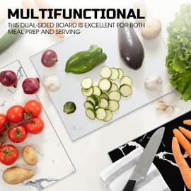 VSAR House Tempered Glass Cutting Boards for Kitchen, 2Pcs 16"x12" Clear Glass Cutting Boards With Non-Slip Foot, Scratch Resistant and Heat Resistant Glass Chopping Boards, Easy to Clean