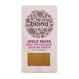Biona Organic Spelt Pasta Semi-Wholegrain Lasagne Sheets 250g (Pack of 4)