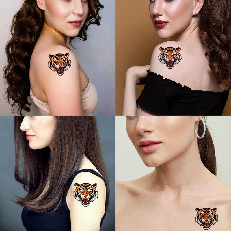 Dopetattoo 6 Sheets Temporary Tattoos Tiger Fake tattoos Neck Arm