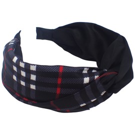 Topkids Accessories Twisted Tartan Hair Bobbles Adult Women, Hair Accessories for Women, Hair Bands for Women, (Black)