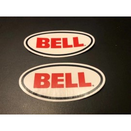 BELL Helmet logo Red White Small 2pc sticker Set MX Offroad Street 3.25"x1.50"