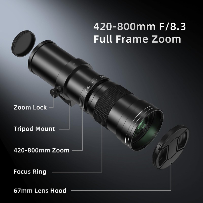 Yanuoda 420-800mm Super Telephoto Manual Lens F/8.3-16