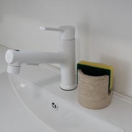 Natural Travertine Sponge Holder for Kitchen Sink, Drying Rack, Compact Sink Caddy Organizer (Beige Travertine)