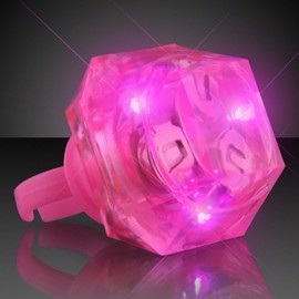 FlashingBlinkyLights Huge Pink Gem Light Up Rings (Set of 24)