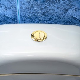 Sewroro Dual Flush Toilet Button, Round Toilet Water Tank Push Button, Dual Replacement Kit (Golden)