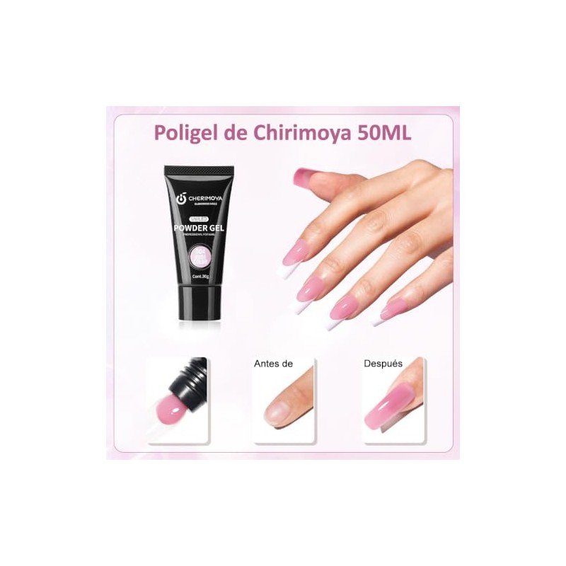 CHERIMOYA Poly Gel Constructor de Uñas 30g,Gel Fortalecedor para Extensión