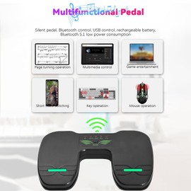 Wireless Page Turner Pedal Portable Music Page Turner for Tablets Smartphones BT Foot Page Turner Rechargeable with Anti-Skid Pad Lightweight Multimedia Remote Control Devices