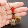 Opexicos 3Pcs Lucky Pure Brass Fortune Cat Keychain with Five