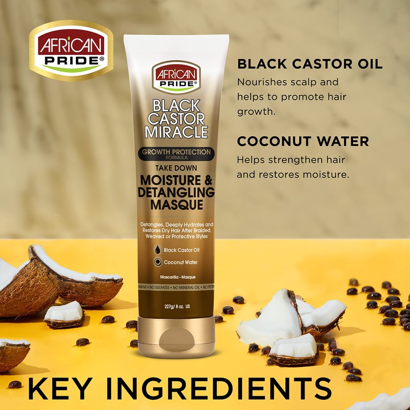 African Pride Black Castor Miracle Take Down Moisture & Detangling