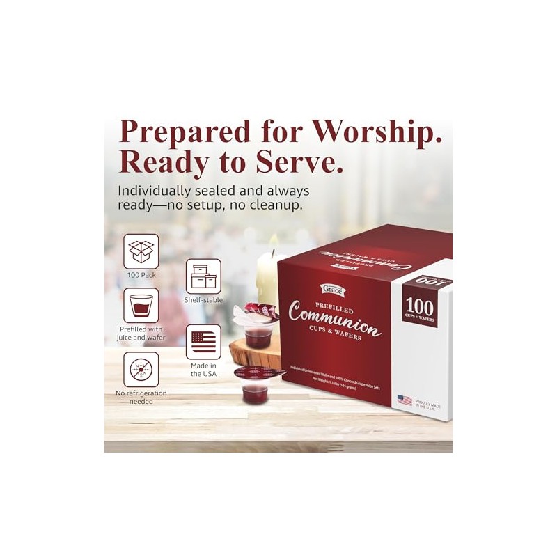 Prefilled Communion Cup and Wafer Set - Box of 100