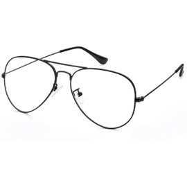 Kursan Clear Lens Aviator Glasses for Women Men Fashion Metal Frame Non-Prescription Eyeglasses (Gunmetal)