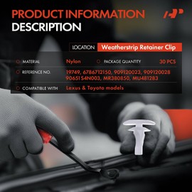 A-Premium 30PCS Nylon Retainer Clip Fasteners Compatible with Toyota RAV4 2009-2011, Corolla 2005-2011, Tundra 2004-2011, Avalon 1995-2011, Yaris 2008-2011, Hiace & Lexus ES300 - For 6mm Hole