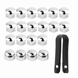 CYSFETENA Pack of 20 Wheel Nut Caps 17 mm, Anti-Theft Wheel Bolt Caps for Wheel Bolts, ABS Wheel Nut Cover for Car Most Car Tyres (Silver)