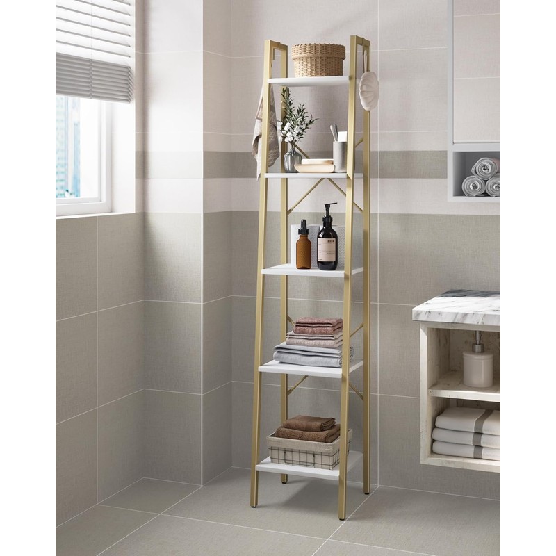 Hzuaneri Ladder Shelf, Bookshelf Bookcase, Freestanding Corner Storage Shelve with