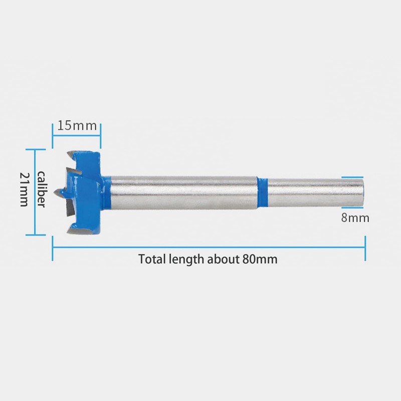 21mm Forstner Bit, Round Shank Woodworking Hole Saw, Blue Flat
