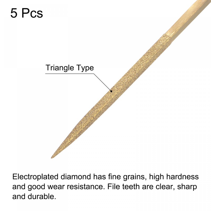 sourcing map Diamond Needle Files, 3mm x 140mm Titanium Coated