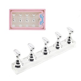 ネイルチップスタンド 磁気 ネイルスタンド ネイルチップスタンド ネイル練習スタンド アクリルマニキュア工具 ハンドネイルエクササイズペデスタル ネイルホルダー ネイルチップ台座 初心者向け (1個 シルバー)