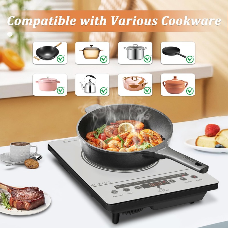 Noxton Portable Electric Stove 110V, 1800W Single Burner Electric Cooktop,