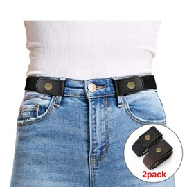 JasGood 2 Pack Buckle Free Elastic Belt for Men or Women No Buckle No Bulge Invisible Belt -