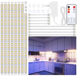 LAFULIT 8 PCS Under Cabinet Lighting Kit, Bright Under Cabinet Lights, Flexible Led Strip Lights with RF Remote and Power Adapter, for Kitchen Cabinet Shelf Desk Counter, 4000K Neutral White, 13ft