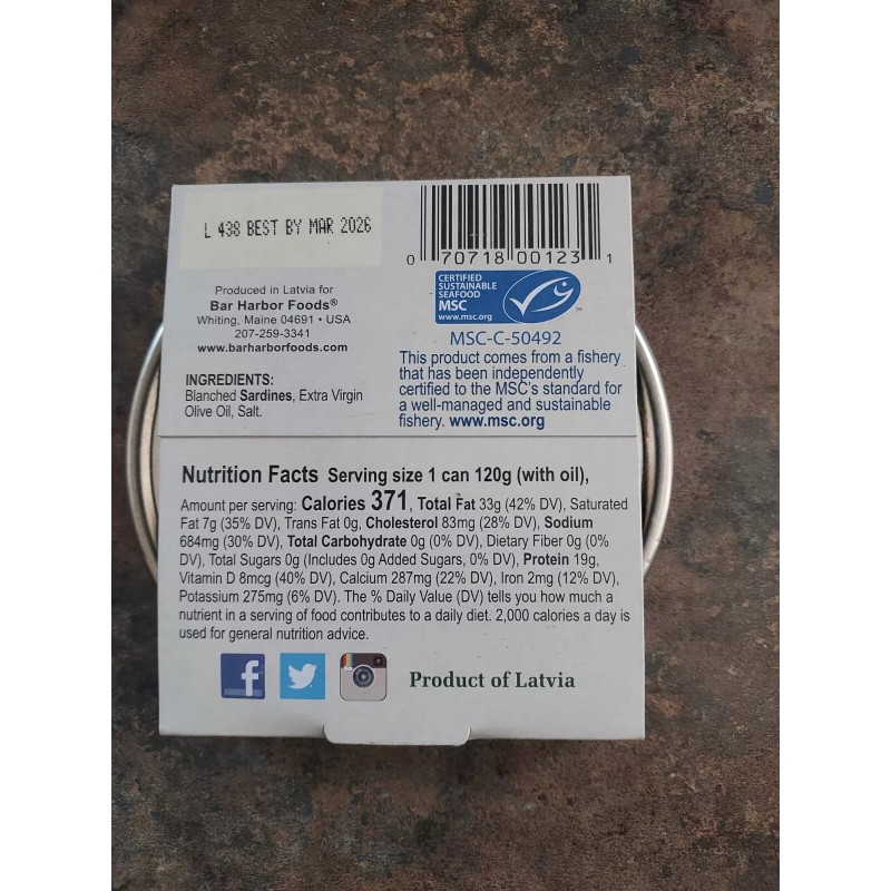 Bar Harbor - Wild Petite Sardines Extra Virgin OIive Oil