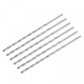 sourcing map HSS(High Speed Steel) Extra Long Twist Drill Bits, 5mm Drill Diameter 200mm Length for Hardened Metal Woodwork Plastic Aluminum Alloy 6 Pcs