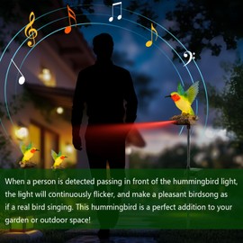 ELFENGARDEN Hummingbird Solar Lights for Outside with Simulated Hummingbird Call and Breathing Light Waterproof Hummingbird Statue for Garden Decorative Lighting, for All Seasons