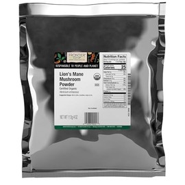 Frontier Co-op Organic Lion’s Mane Mushroom Powder, 1/4 lb Bag - Adaptogenic Superfood for Coffee, Smoothies and Soups