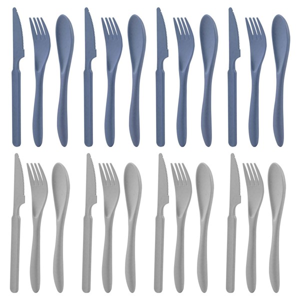 8 Sets Knives Spoons and Forks, Thickened Design Wheat Straw