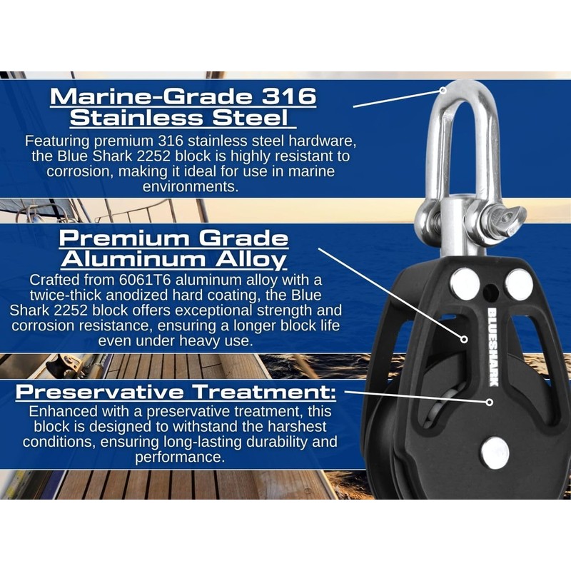 Sailboat blocks Aluminum 38mm Single 2252