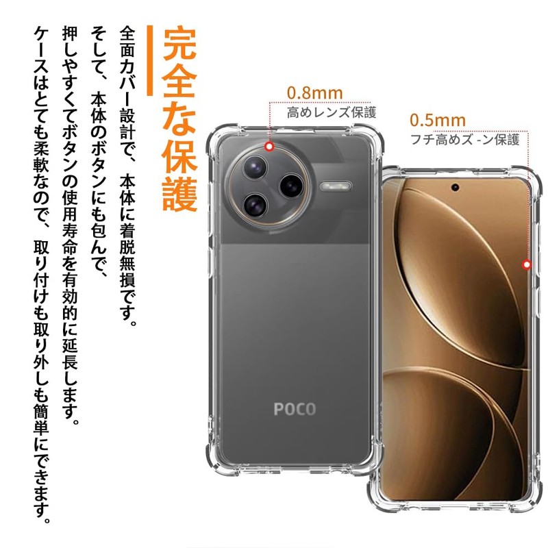 (Shock Resistant) Case Cover for POCO F7 Pro, Transparent Clear,