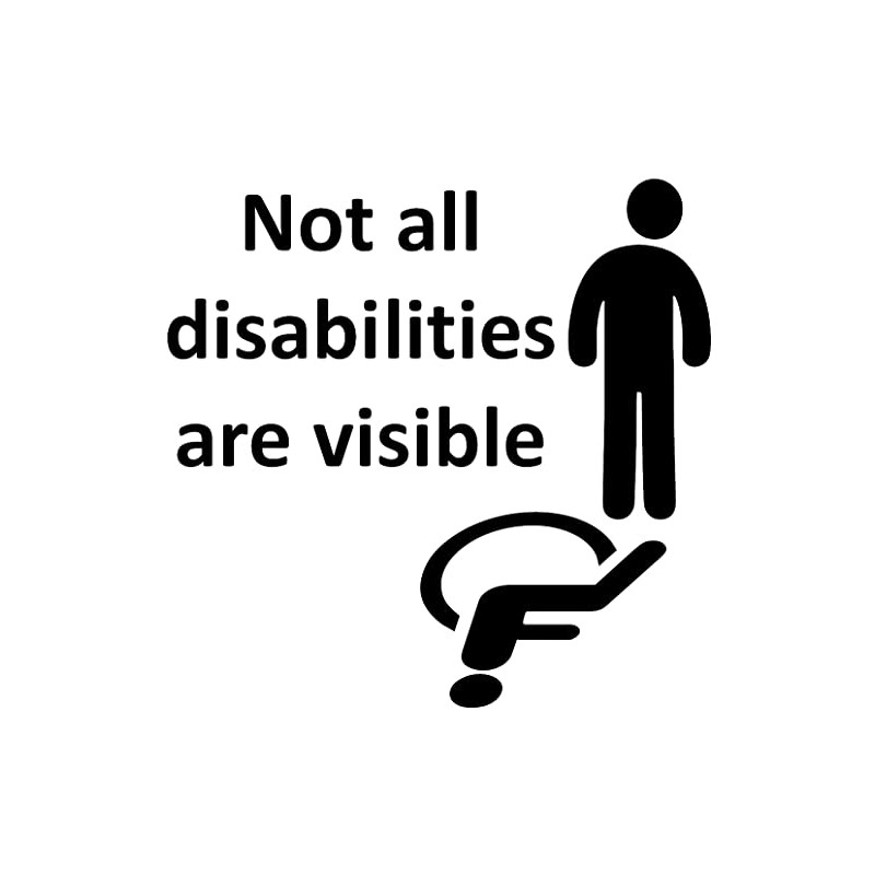 Not All Disabilities Are Visible Disability Vinyl Decal Sticker (Blue