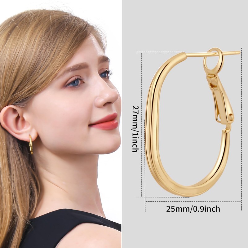 ToHeart 14k Gold Hoop Earrings for Womens Rectangle Hoop Earrings