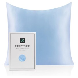 Oeko-TEX® Certified Silk Pillowcase for 100% Silk 22 Momme Pillow Case for Hair and Skin, Anti Aging, Anti Dust Mite (40 x 40 cm, Light Blue)