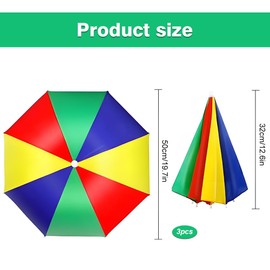WZHHDM 3Pcs Umbrella Hats, Head Umbrella with Elastic Bands Fishing Umbrella Hats for Women Men, Portable Mini Umbrella, Sun Rain Protection Umbrella Hat for Fishing Camping Beach