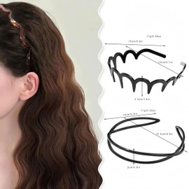 New U Shape Fashion Tooth Hair Comb Headband, High Cranium Head Bands for Women's Hair, Reversible Korean Headbands with Teeth, Gifts for Teen Girls (Glossy black, 1 Piece)