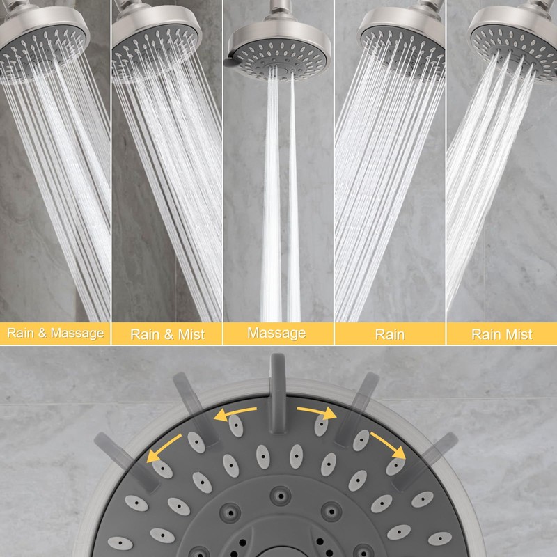 AISOSO Shower Head, 5 Modes High Pressure Shower Heads for