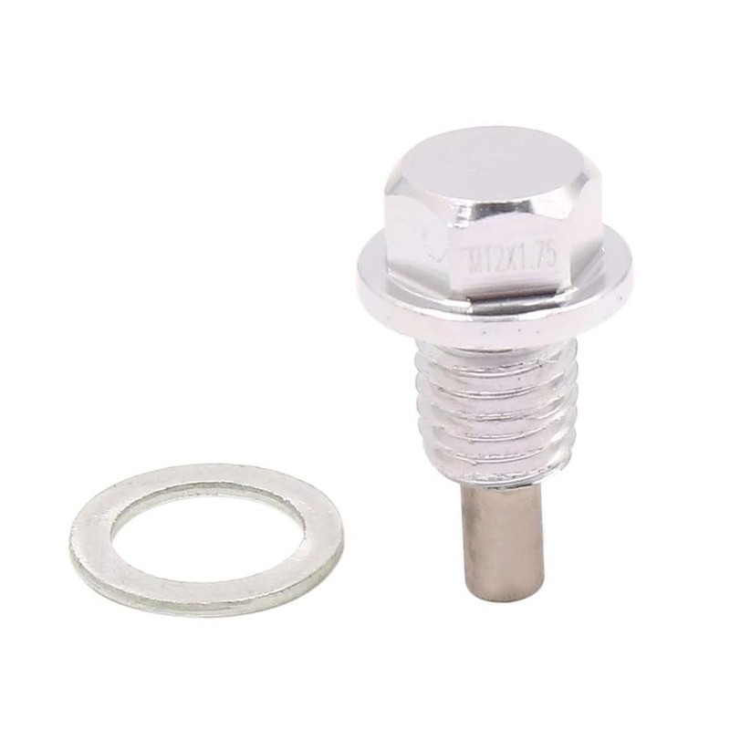 MACHSWON M12 X 1.75mm Thread Silver Tone Magnetic Car Oil