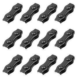 Antrader Stainless Steel Duplex Wire Rope Clips,12Pcs M6 Duplex Double Bolt Cable Clamp,2-Post Wire Rope Clip for 1/4 Inch Diameter Wire Rope,Black