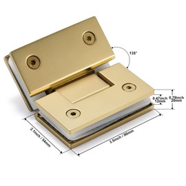 Heavy Duty Shower Glass Door Hinge,Solid One-Piece Precision Cast with 5mm Thick 304 Stainless Steel,Suitable for5/16-1/2"(8mm-12mm) Thick Frameless Bathroom Doors,1 pc,Gold