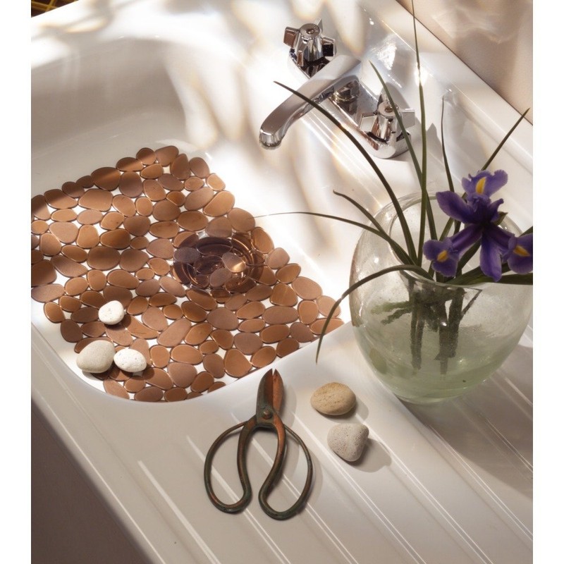 interDesign Pebblz Sink Large Sink Mat, Amber